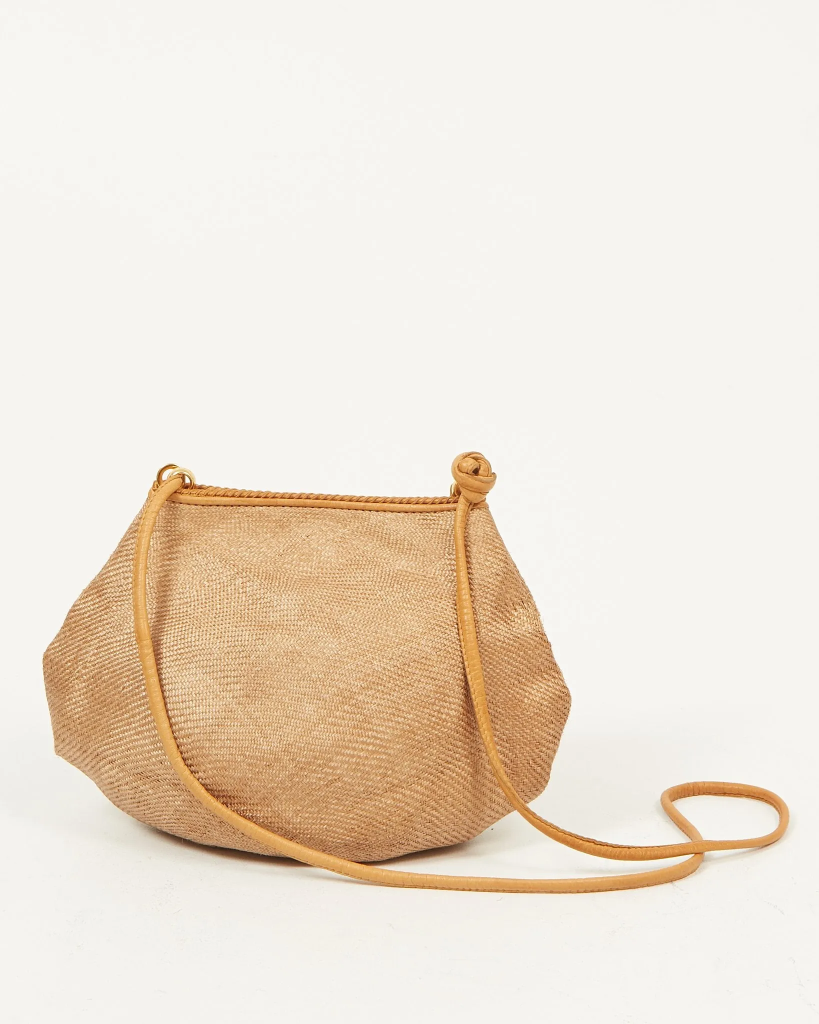 Bottega Brown Vintage Raffia Crossbody Bag