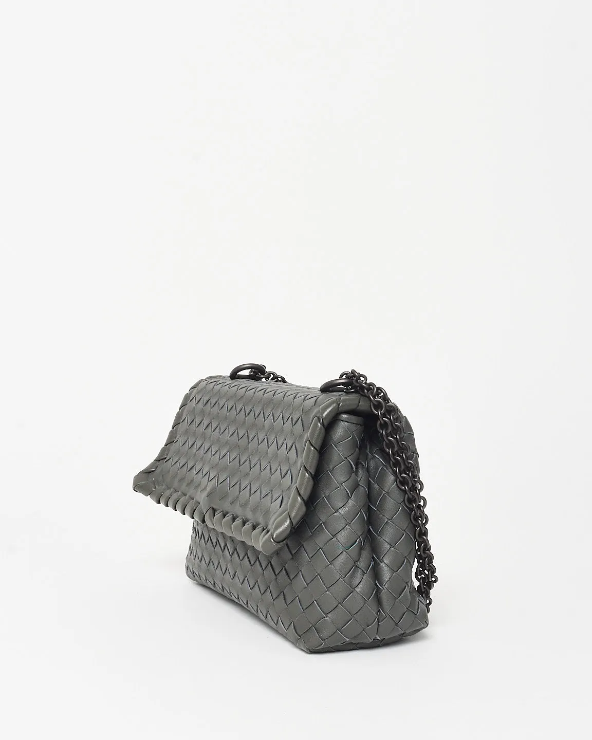 Bottega Veneta Vintage Grey Intrecciato Leather Olimpia Small Shoulder Bag