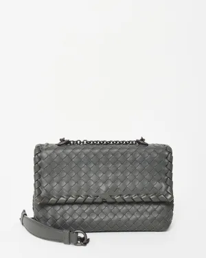 Bottega Veneta Vintage Grey Intrecciato Leather Olimpia Small Shoulder Bag