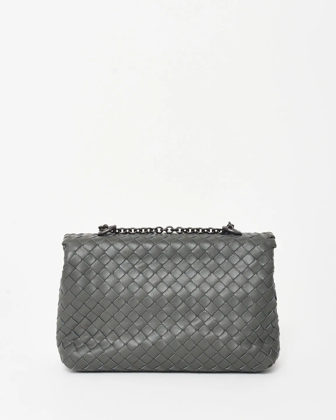 Bottega Veneta Vintage Grey Intrecciato Leather Olimpia Small Shoulder Bag