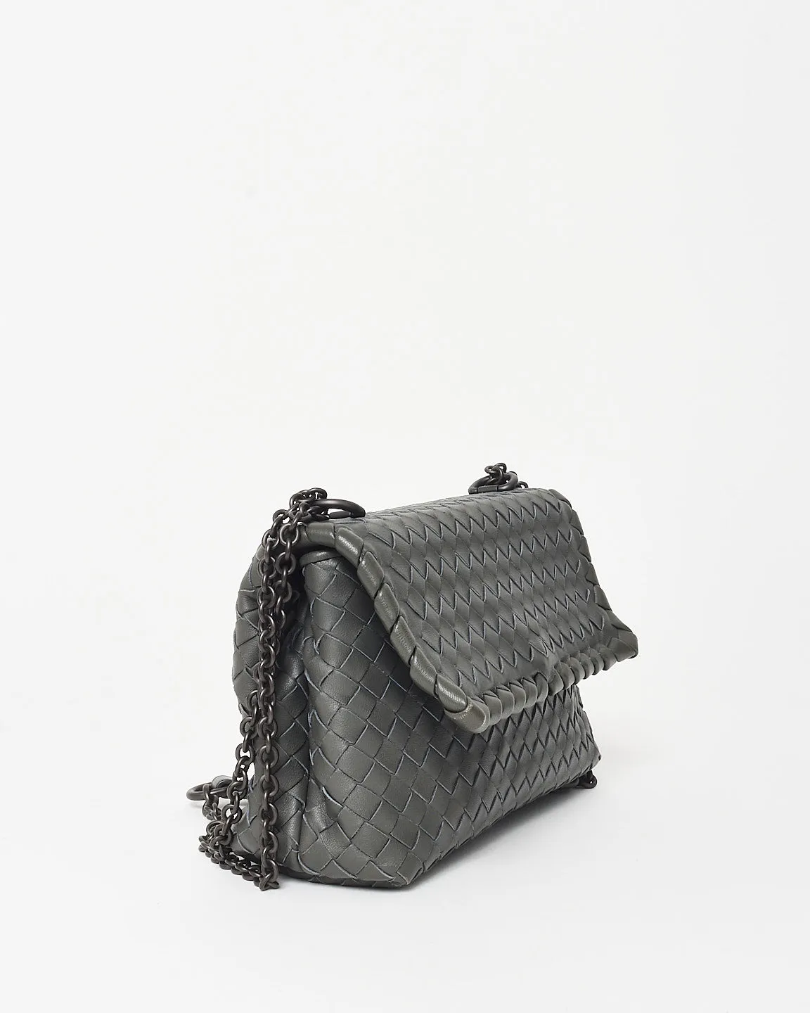 Bottega Veneta Vintage Grey Intrecciato Leather Olimpia Small Shoulder Bag