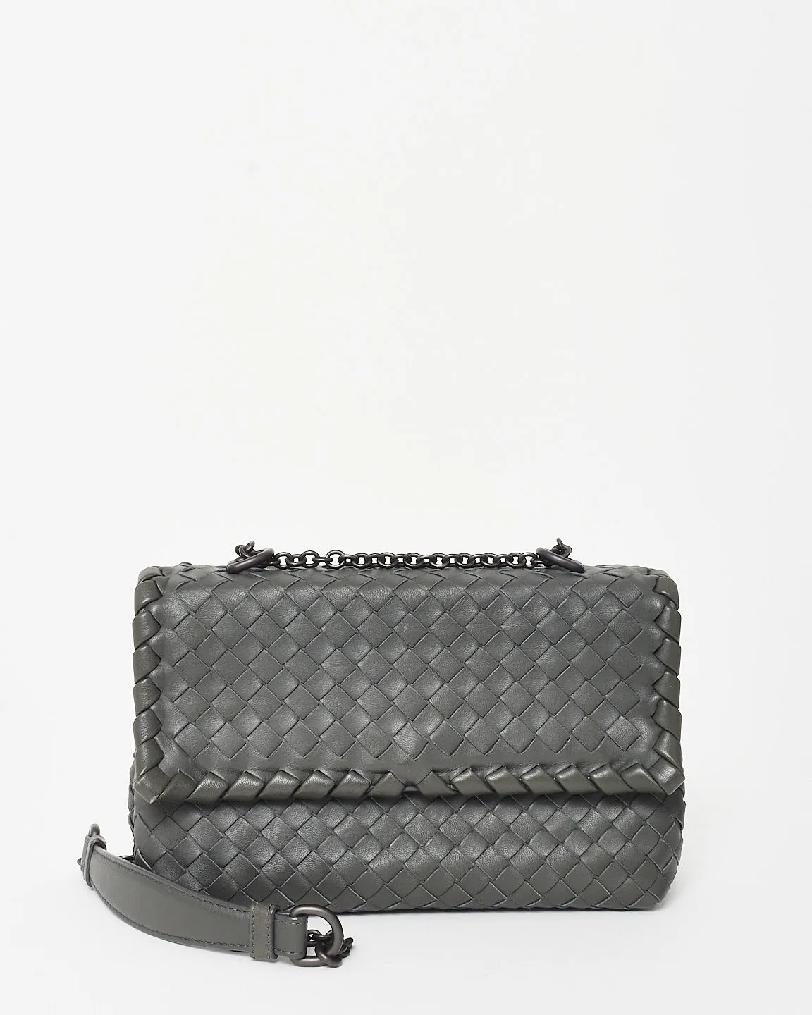 Bottega Veneta Vintage Grey Intrecciato Leather Olimpia Small Shoulder Bag