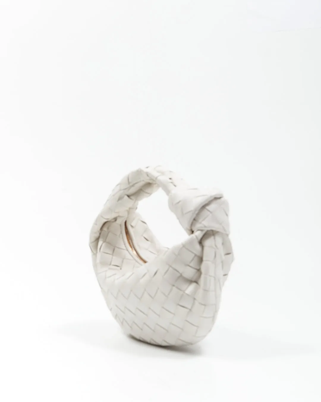 Bottega Veneta White Intrecciato Leather Mini Jodie Bag