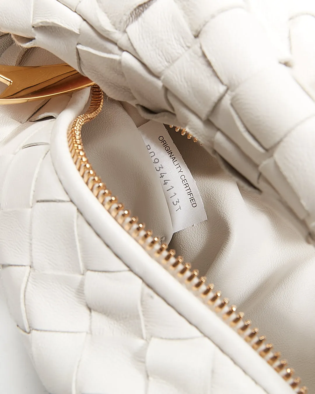 Bottega Veneta White Intrecciato Leather Mini Jodie Bag