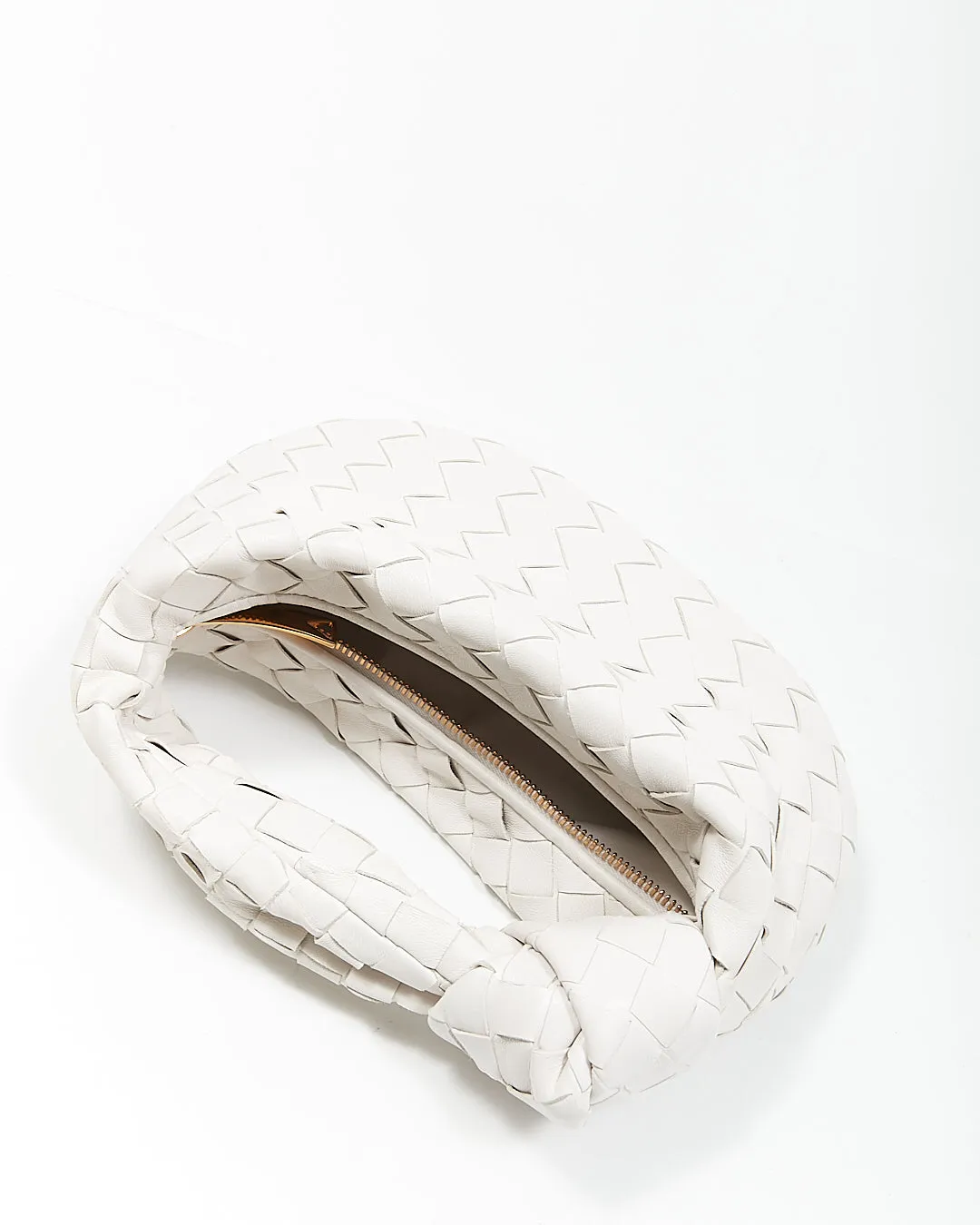 Bottega Veneta White Intrecciato Leather Mini Jodie Bag