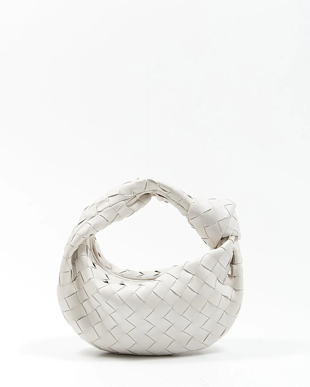 Bottega Veneta White Intrecciato Leather Mini Jodie Bag