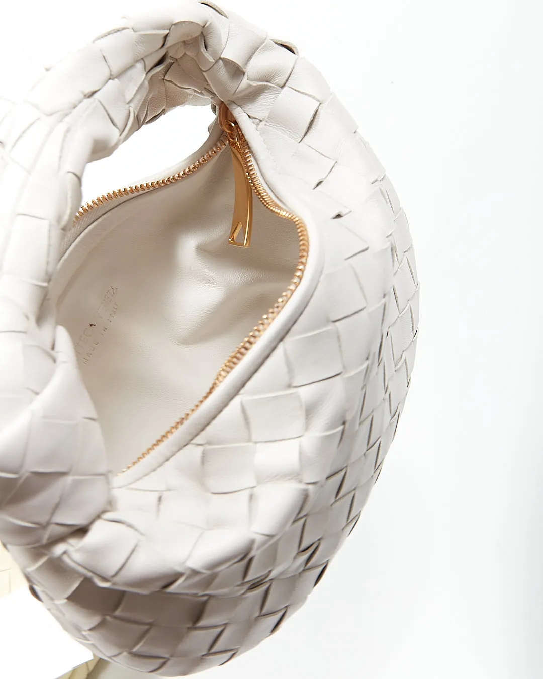 Bottega Veneta White Intrecciato Leather Mini Jodie Bag