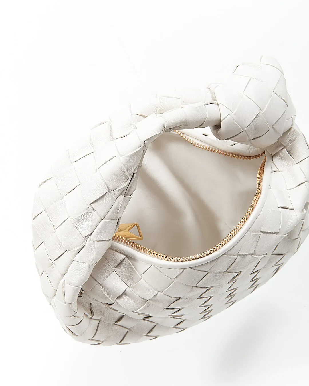 Bottega Veneta White Intrecciato Leather Mini Jodie Bag