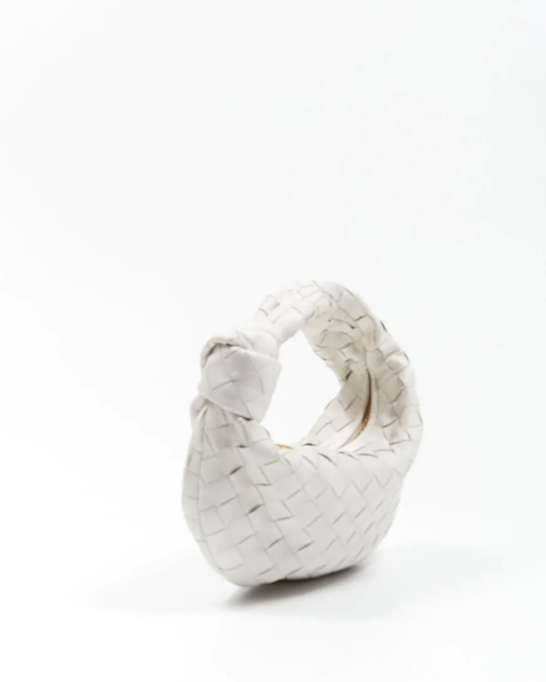 Bottega Veneta White Intrecciato Leather Mini Jodie Bag