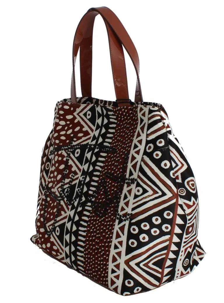 Brown Black Strass Hand Shopping Tote Bag