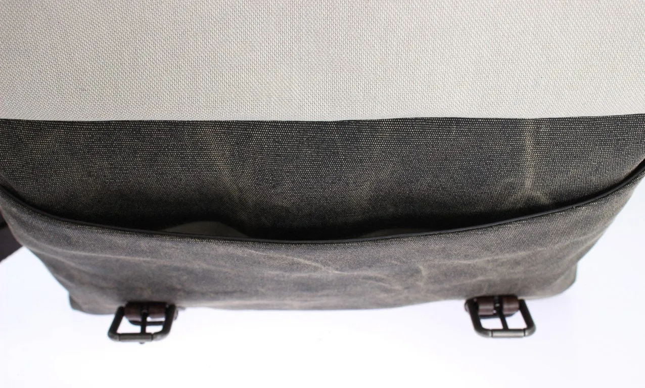 Brown Leather Canvas Shoulder Messenger Bag