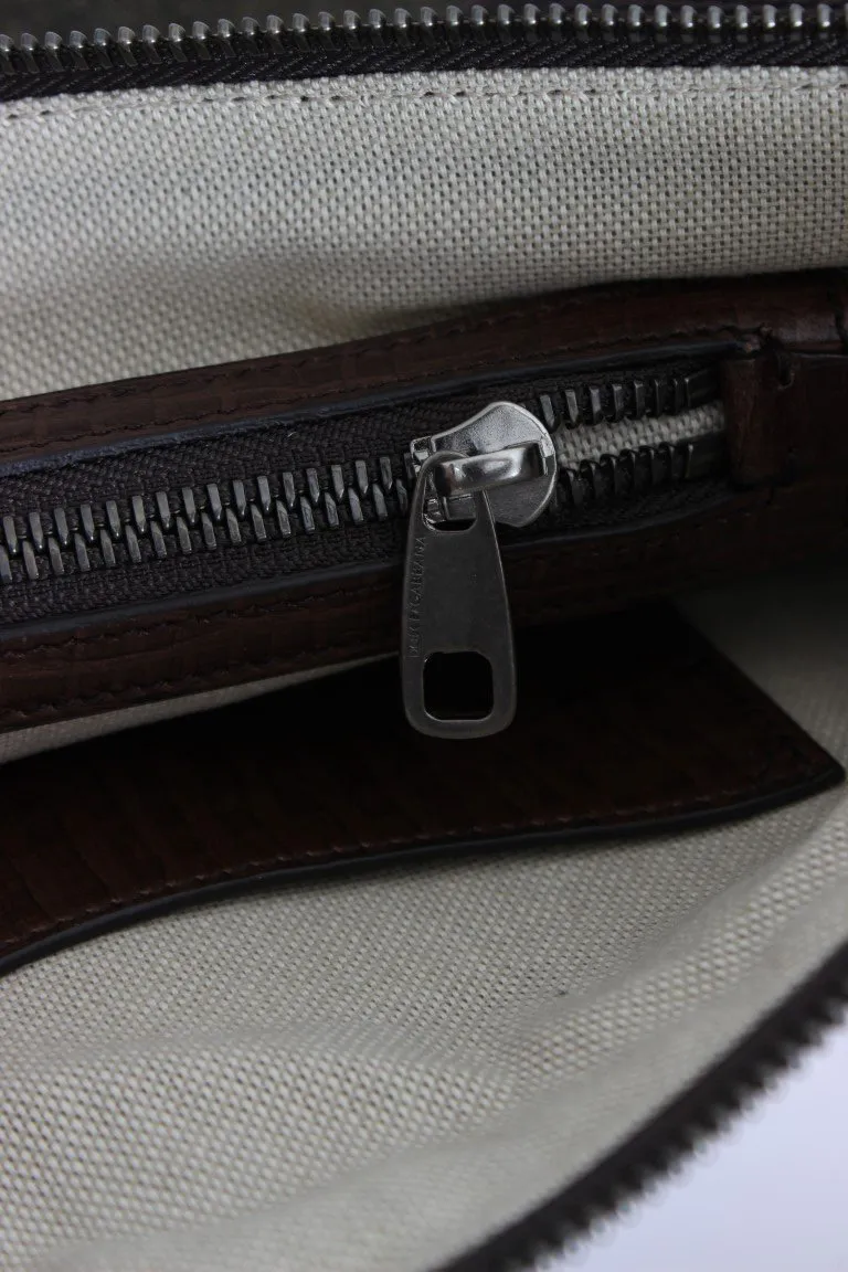 Brown Leather Canvas Shoulder Messenger Bag