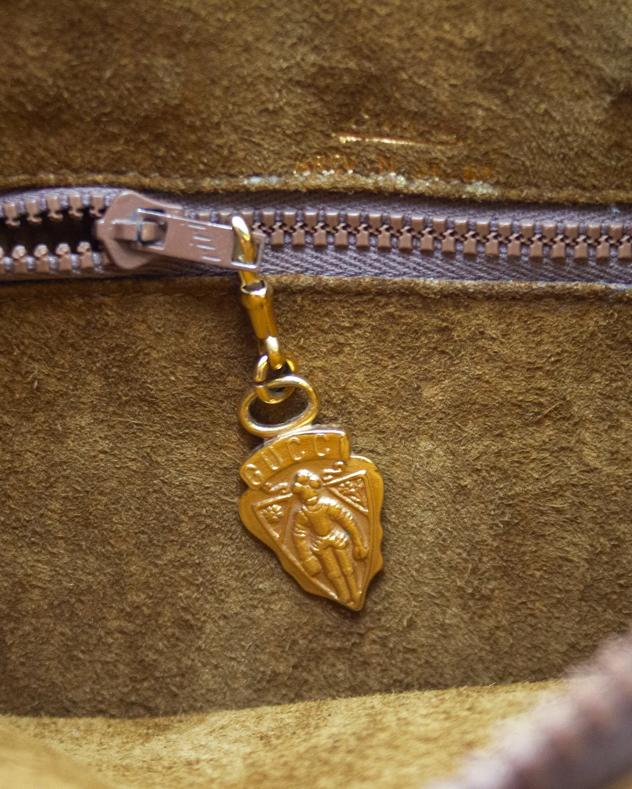 Brown Suede and Gold Shoulder Bag