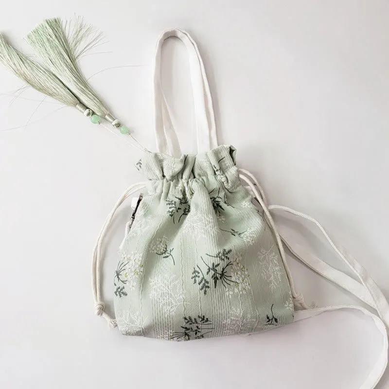 Buddha Stones White Flowers Green Leaves Canvas Tote Crossbody Bag Shoulder Bag Handbag
