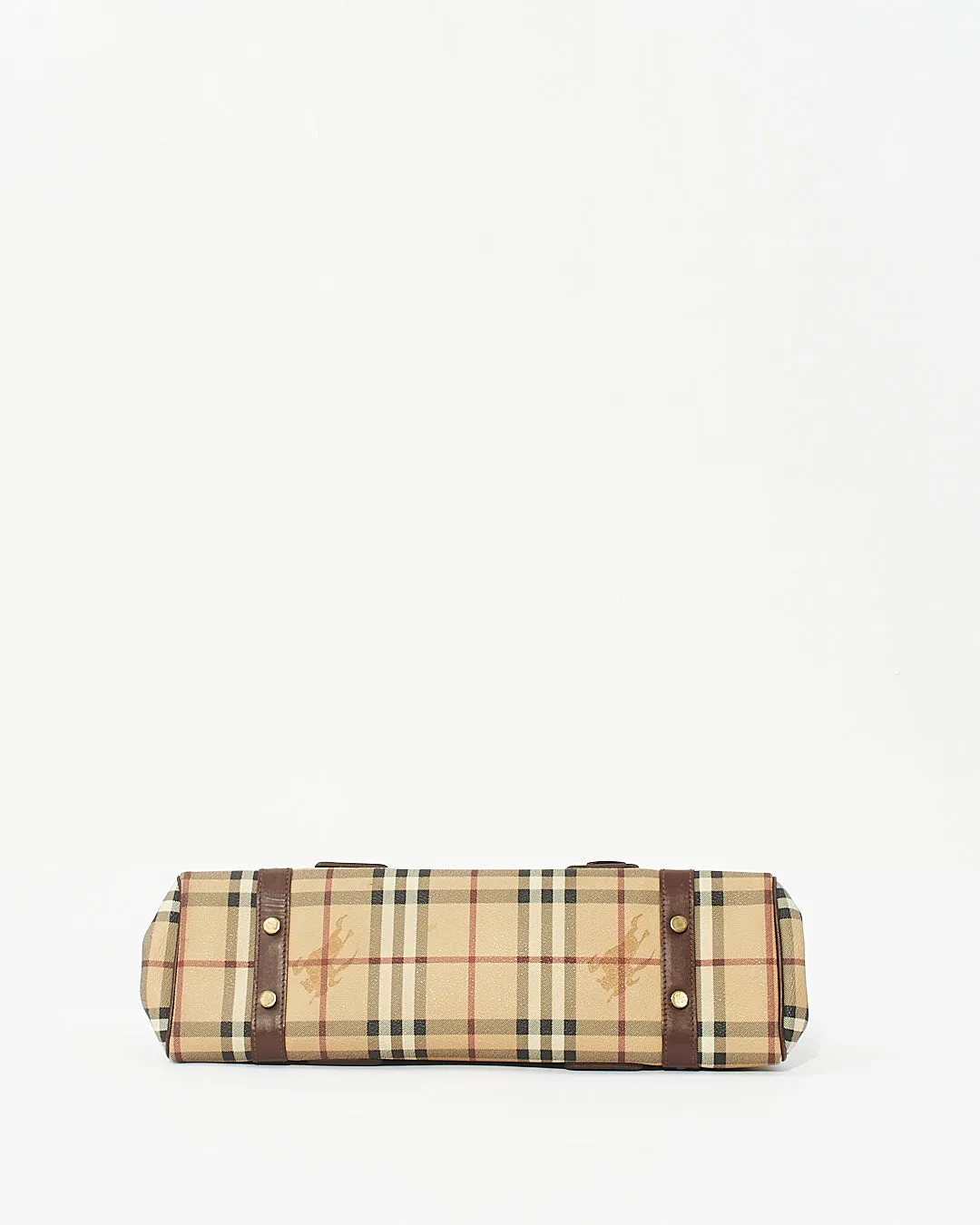 Burberry Brown Beige Haymarket Check Buckle Shoulder Bag