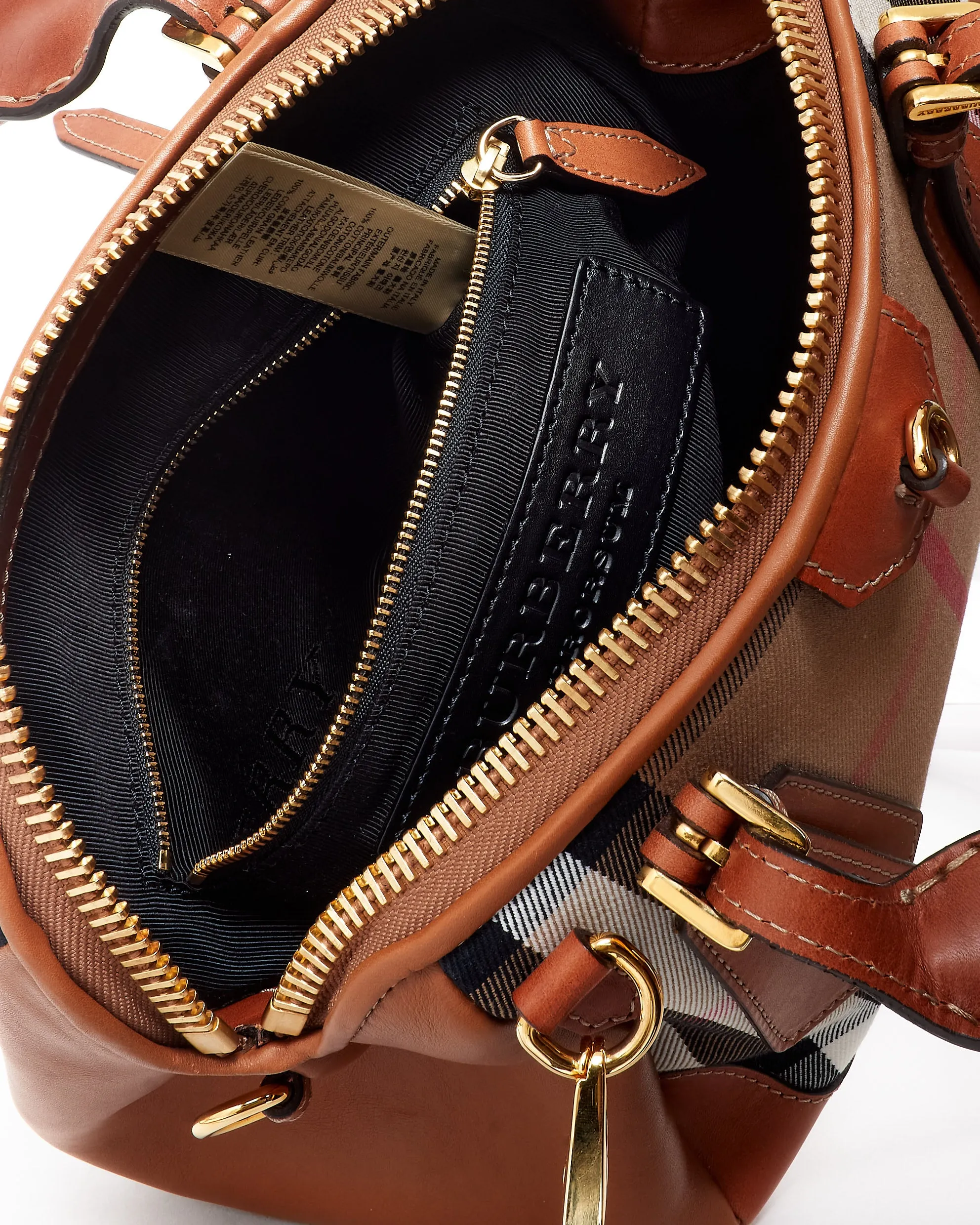 Burberry House Check Canvas & Brown Leather Blaze Bag