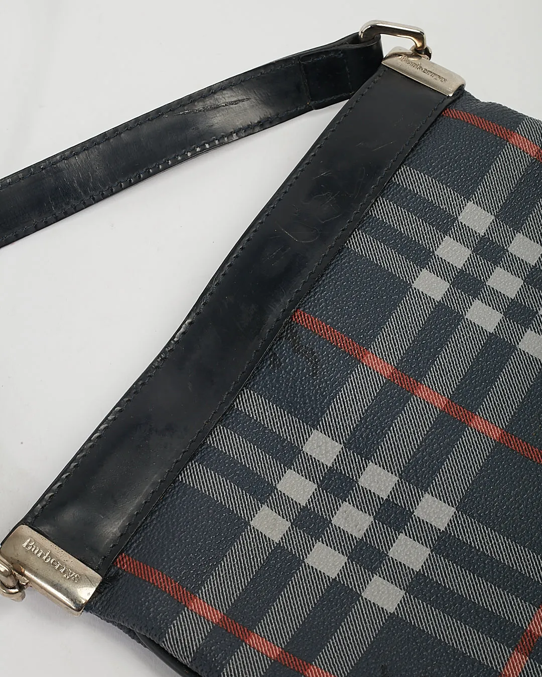 Burberry Navy Coated Canvas  Nova Check Crossbody Bag