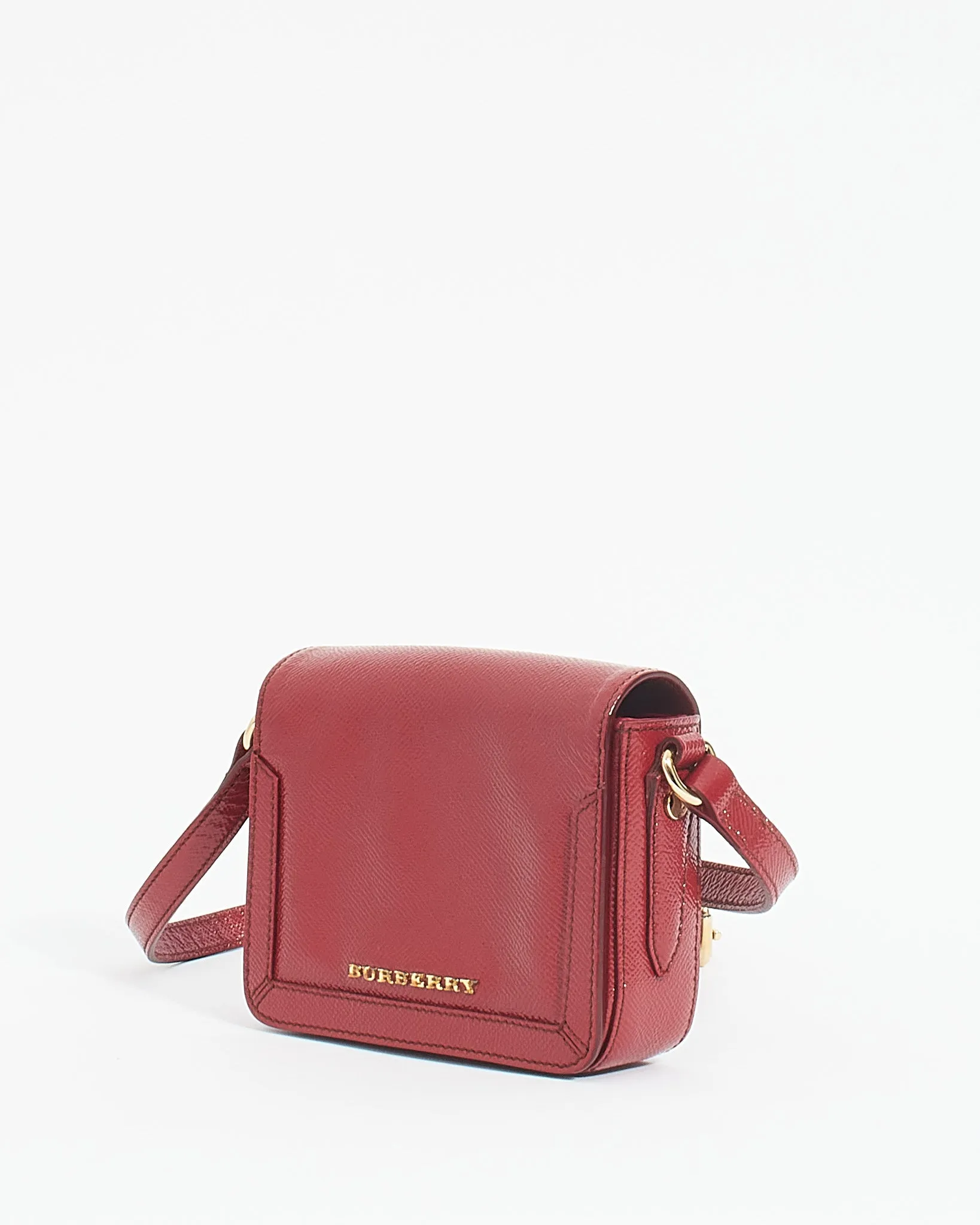 Burberry Red Grained Leather Mini Crossbody Bag