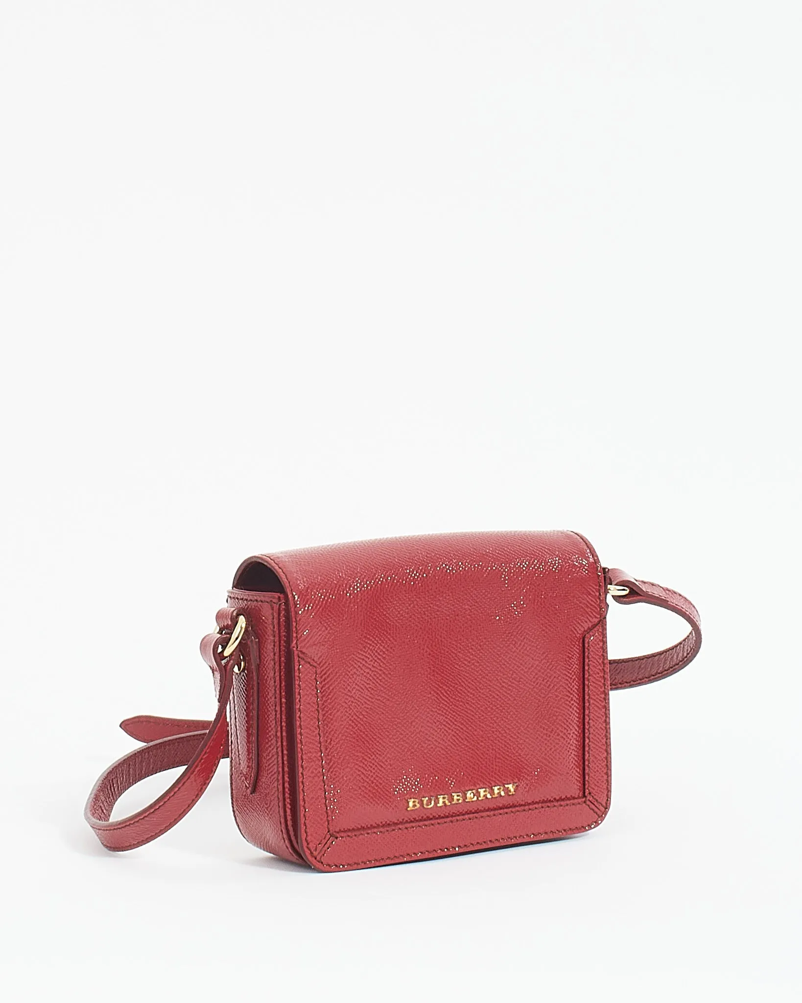 Burberry Red Grained Leather Mini Crossbody Bag