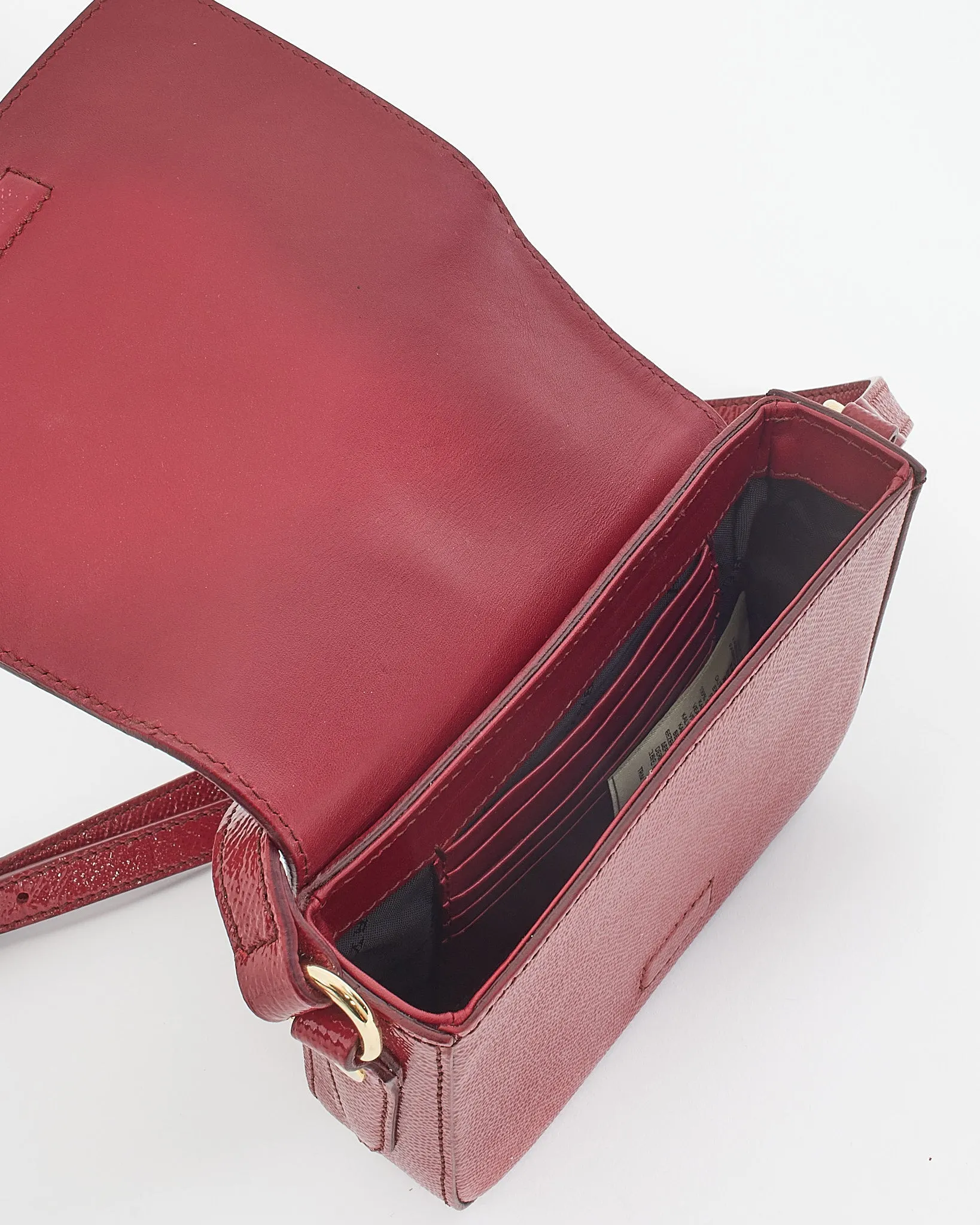 Burberry Red Grained Leather Mini Crossbody Bag