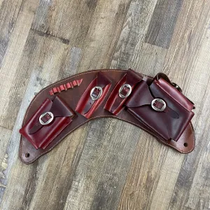 Burgundy Leather Cantle Medicine Saddle Bags With Stainless Steel Hardware