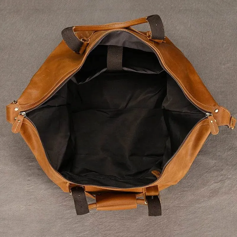 Business Leather Travel Bag Genuine Duffle for Airplane Luggage