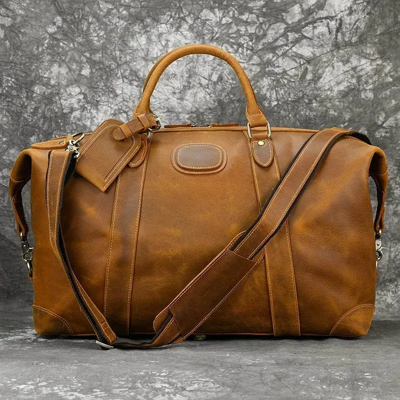 Business Leather Travel Bag Genuine Duffle for Airplane Luggage