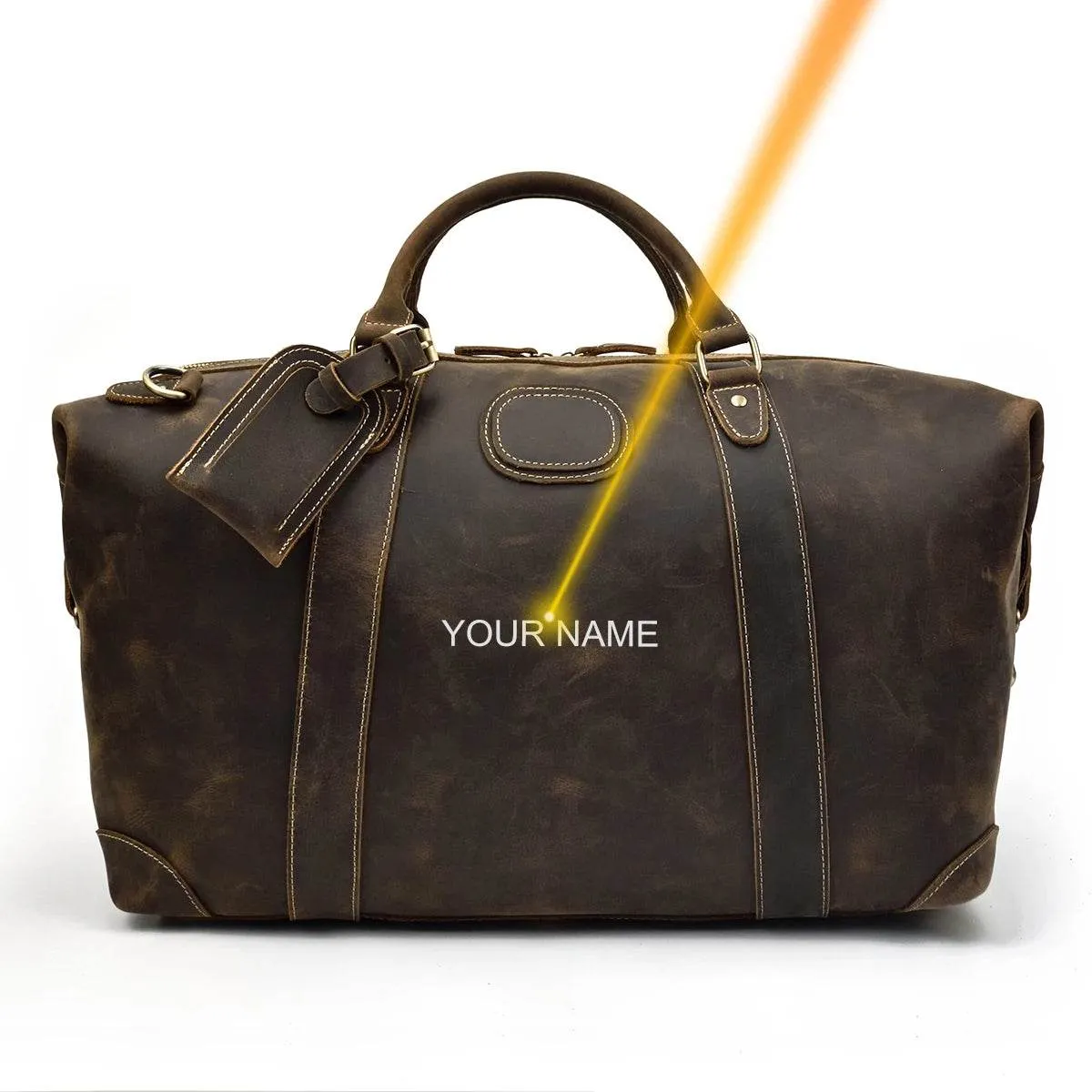 Business Leather Travel Bag Genuine Duffle for Airplane Luggage