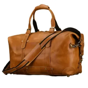 Business Leather Travel Bag Genuine Duffle for Airplane Luggage