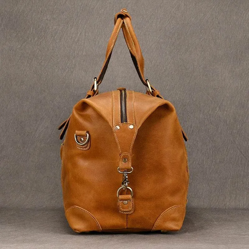 Business Leather Travel Bag Genuine Duffle for Airplane Luggage