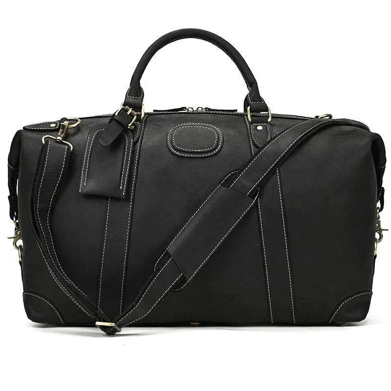 Business Leather Travel Bag Genuine Duffle for Airplane Luggage