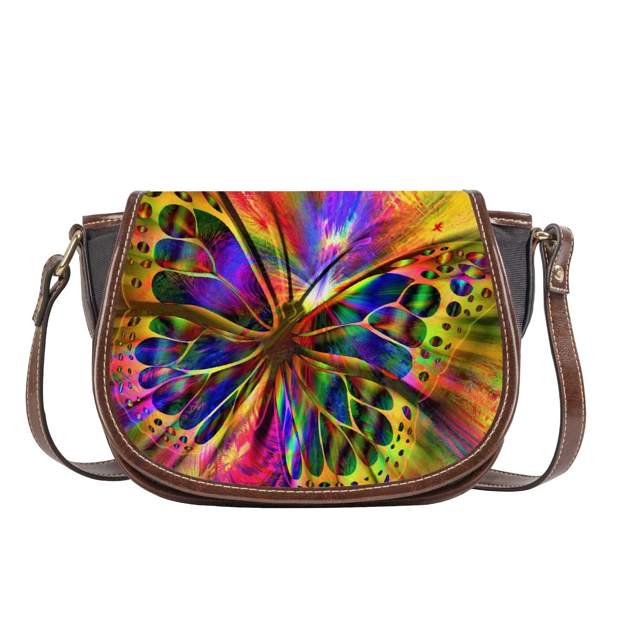 Butterfly  African Print Saddle Bag