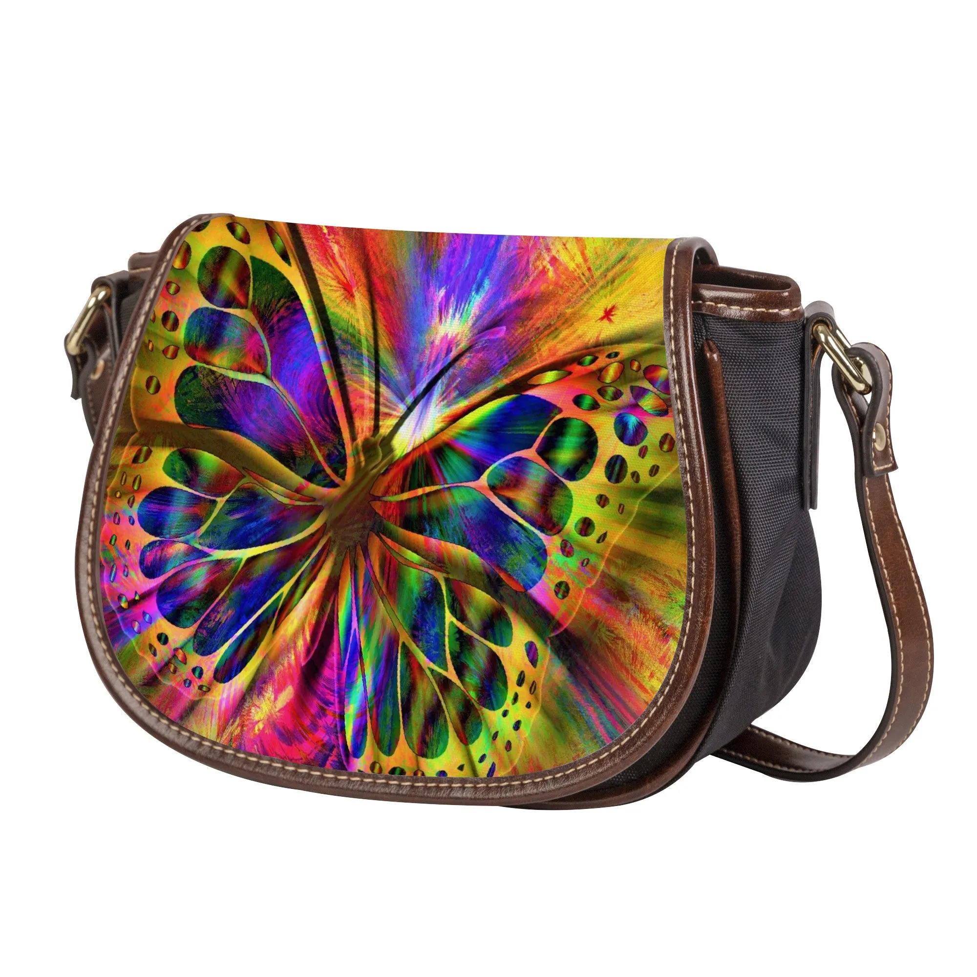 Butterfly  African Print Saddle Bag