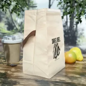 Canvas Lunch Bag with Strap | Durable 100% Cotton - 8" x 12.5" x 5.5" - Convenient Handle & Roll Closure