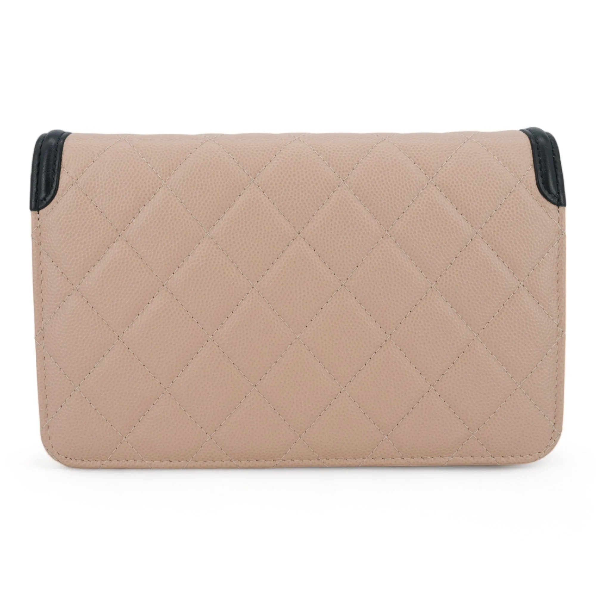CC Filigree Wallet On Chain WOC in Beige Black Caviar