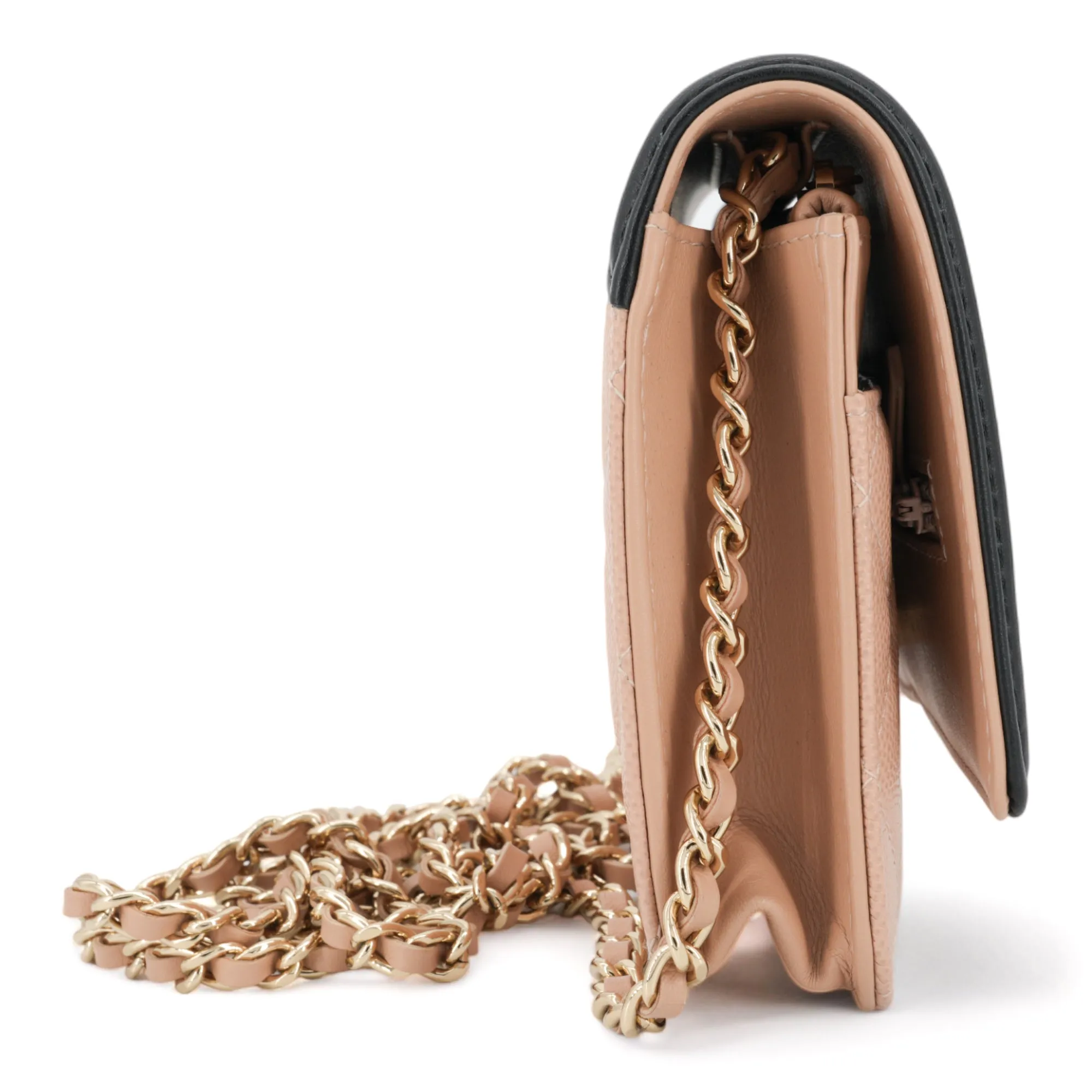CC Filigree Wallet On Chain WOC in Beige Black Caviar