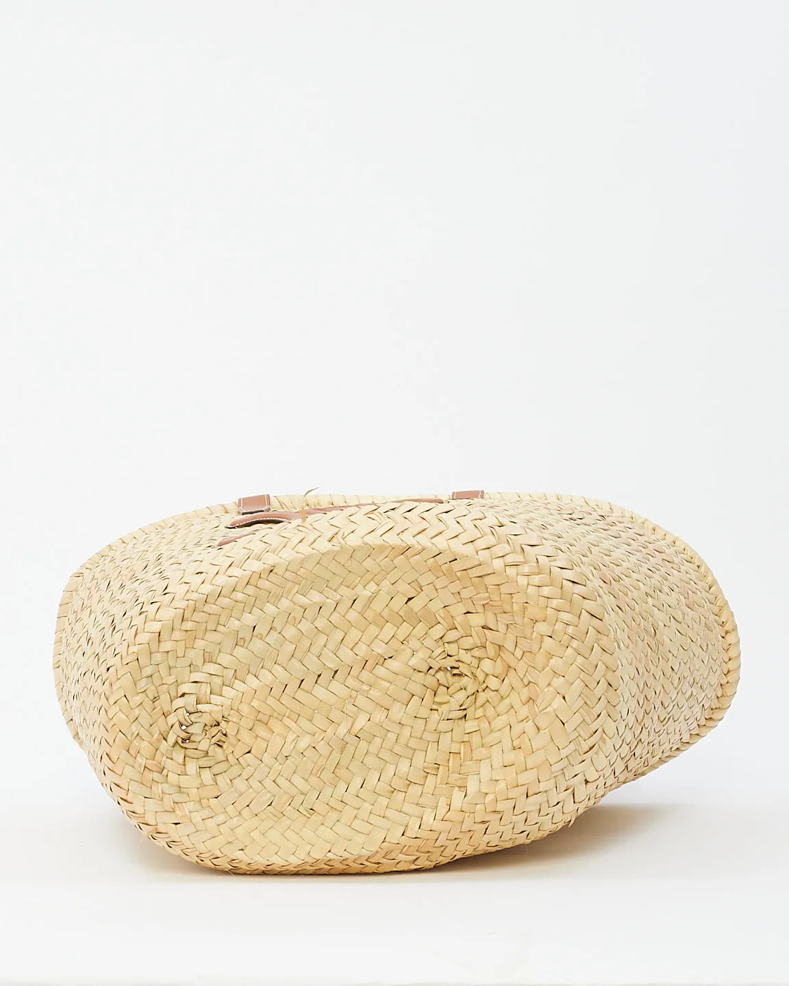 Celine Beige Raffia Classic Panier In Palm Leaves Meidum Tote