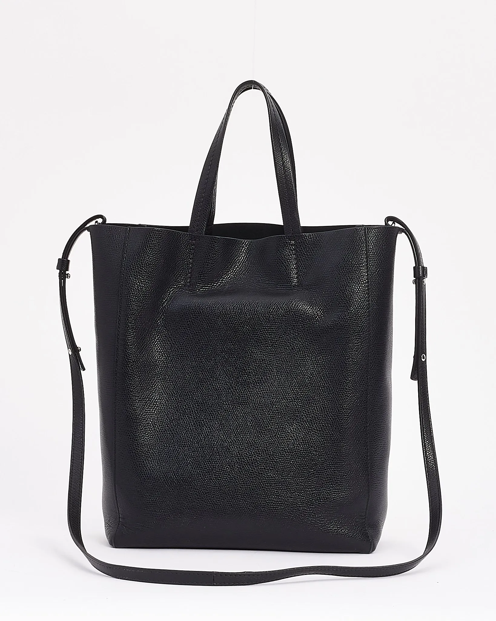Celine Black Leather Cabas PM Tote Bag with Shoulder Strap