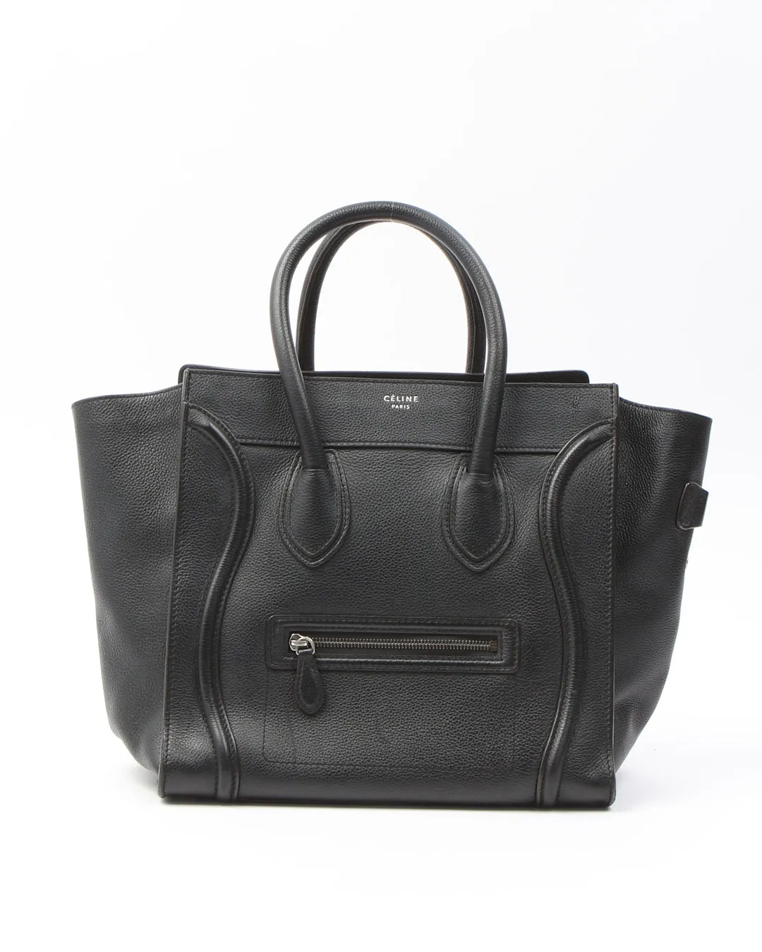 Celine Black Leather Micro Luggage Tote Bag