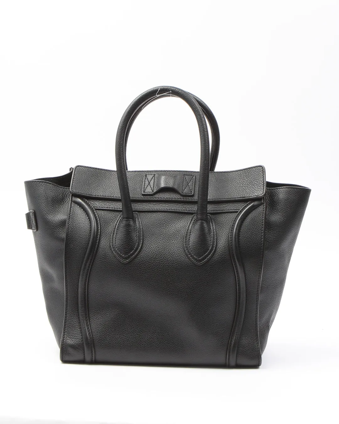 Celine Black Leather Micro Luggage Tote Bag