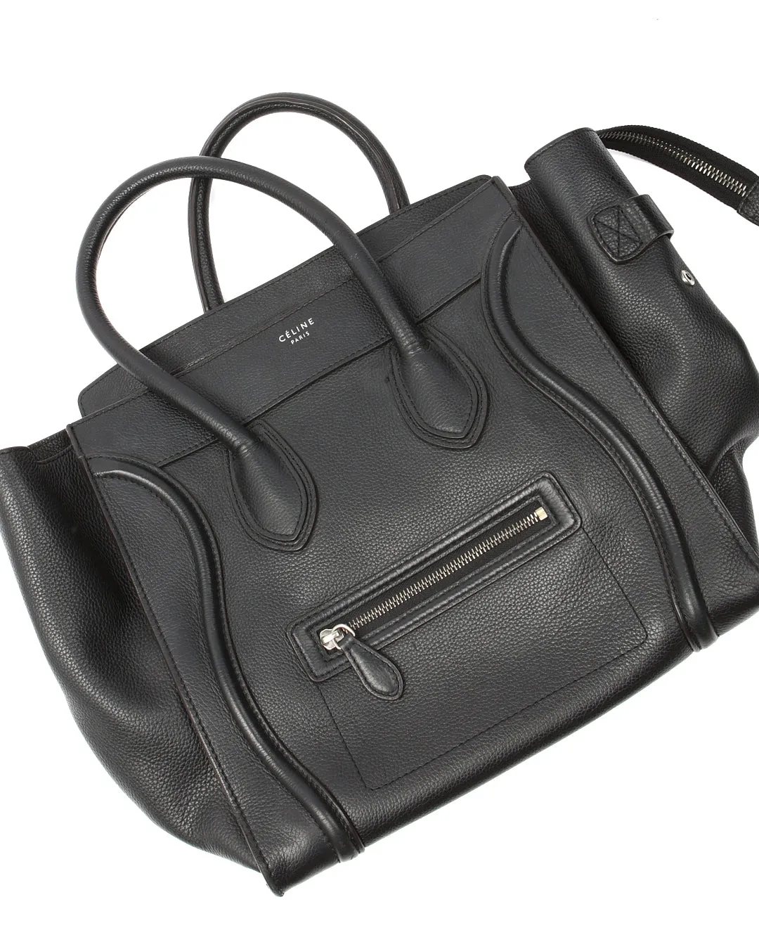 Celine Black Leather Micro Luggage Tote Bag
