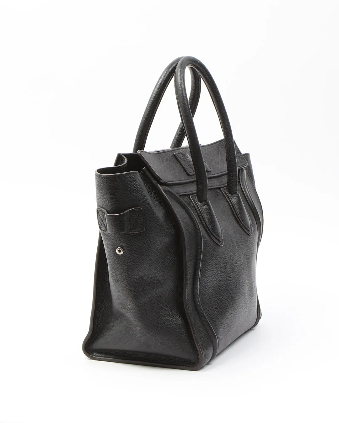 Celine Black Leather Micro Luggage Tote Bag