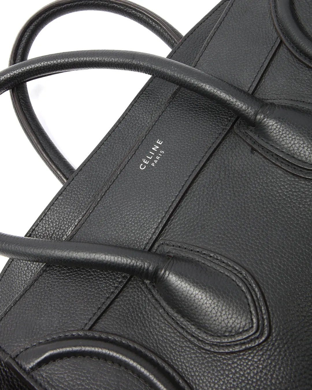 Celine Black Leather Micro Luggage Tote Bag