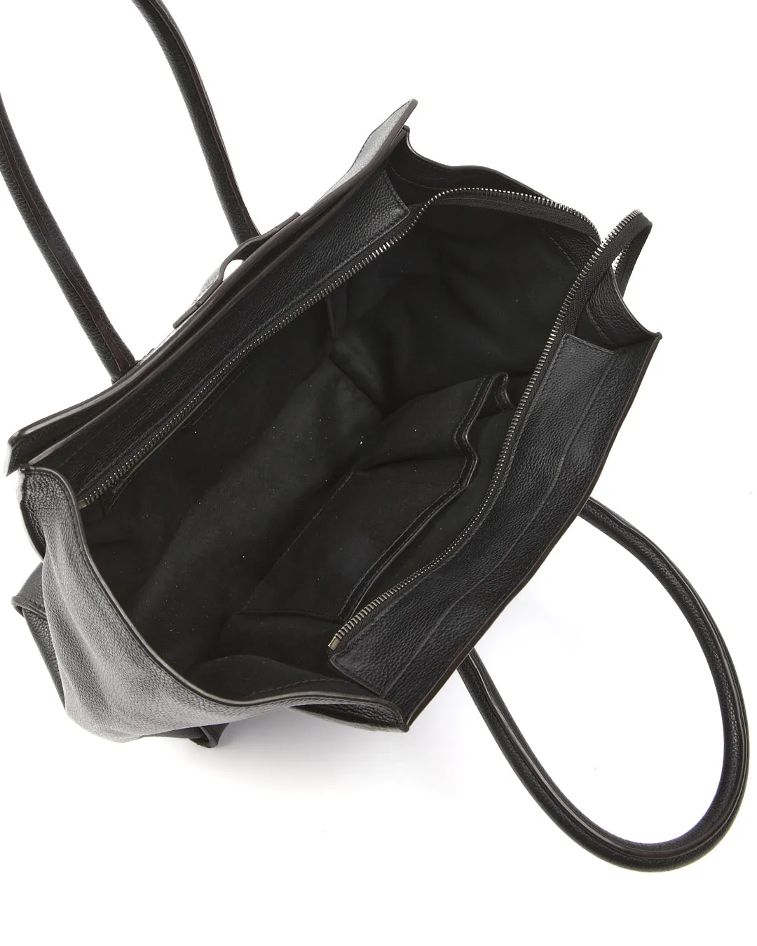 Celine Black Leather Micro Luggage Tote Bag