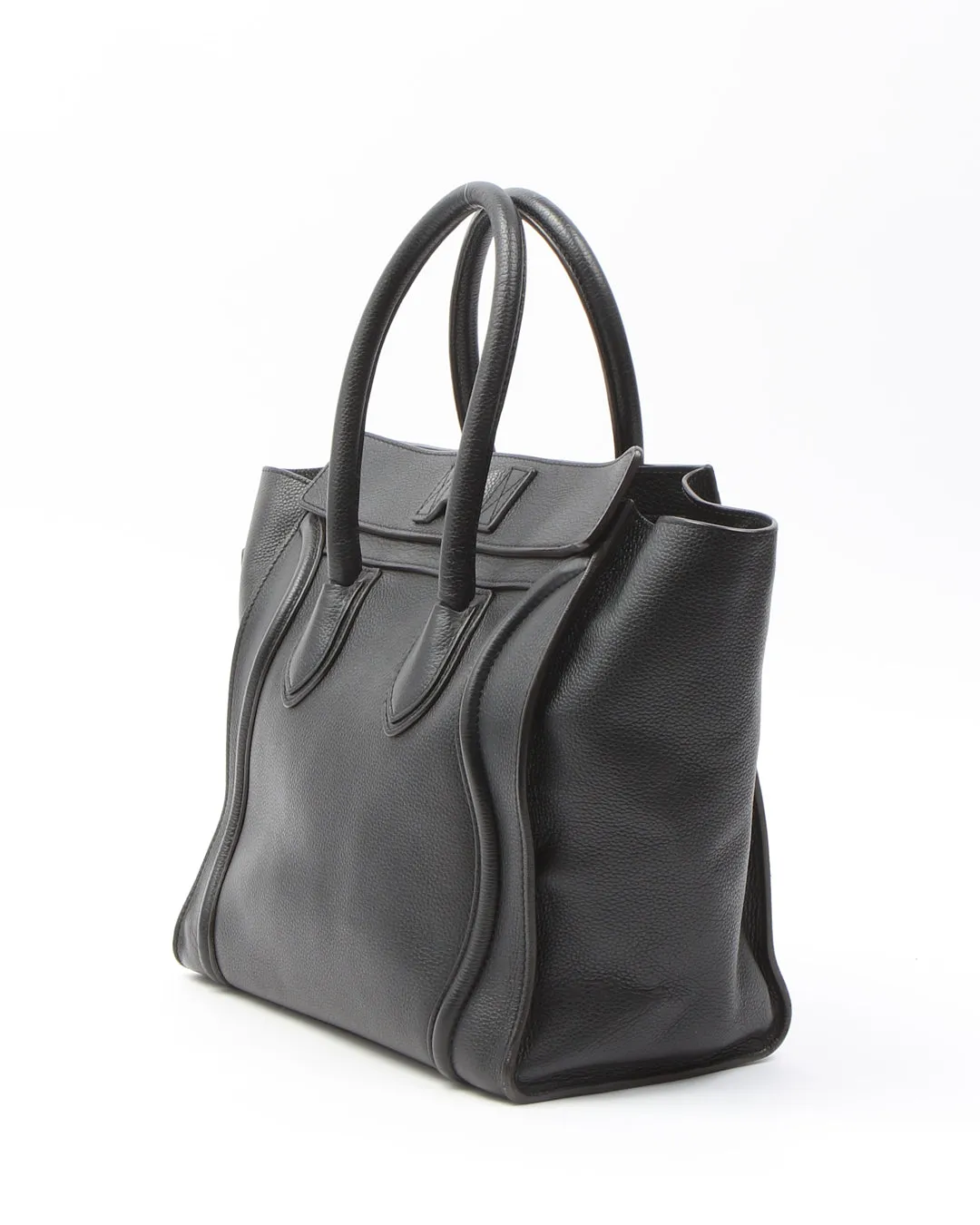 Celine Black Leather Micro Luggage Tote Bag