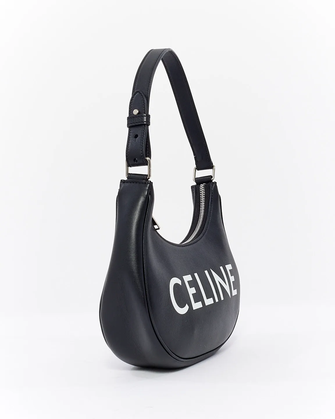 Celine Black Smooth Leather Logo Ava Bag