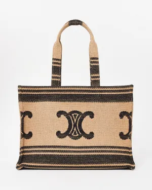 Celine Brown & Black Triomphe Canvas Tote Bag
