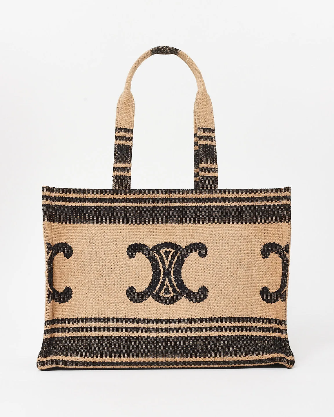 Celine Brown & Black Triomphe Canvas Tote Bag