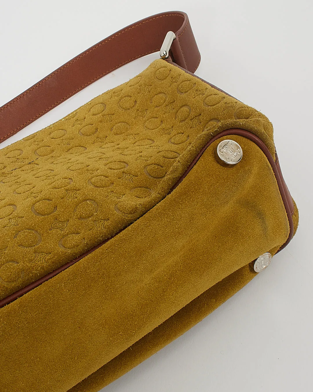 Celine Vintage Green Suede Macadam Shoulder Bag