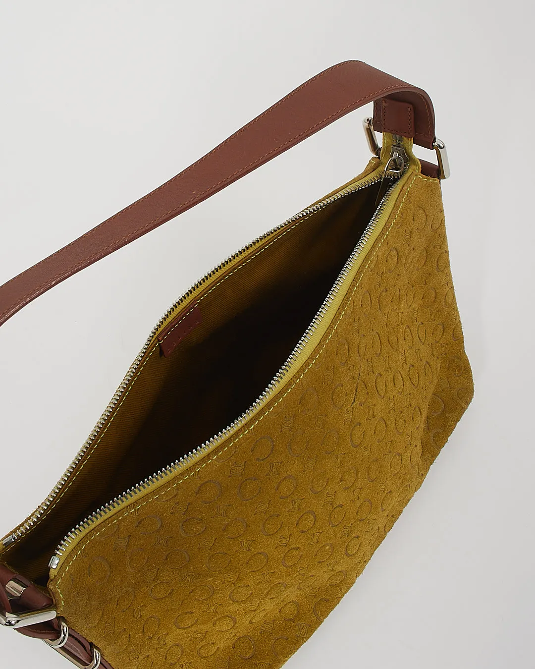 Celine Vintage Green Suede Macadam Shoulder Bag